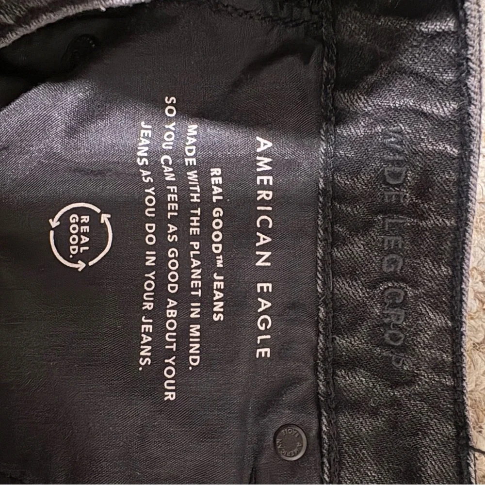 American Eagle Wide Leg Crop Black Jeans - Picture 3 of 6